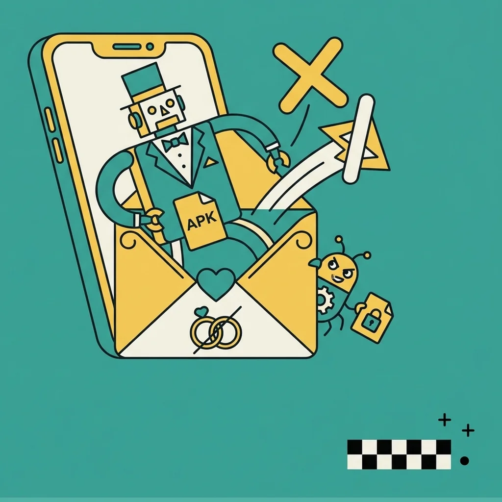 Illustration for the story: That APK on WhatsApp isn't an invitation. It's a key